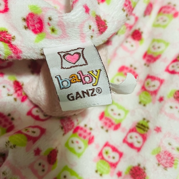 Baby Ganz Sleepy Time Bear Lovey Security Blanket Owl Green Pink Brown White - Picture 4 of 6